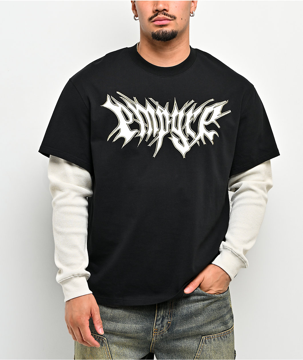 Empyre Stalker 2fer Black & White Long Sleeve T-Shirt