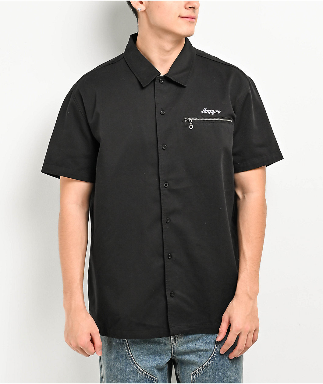 Empyre Swarm Black Button Up Short Sleeve Shirt