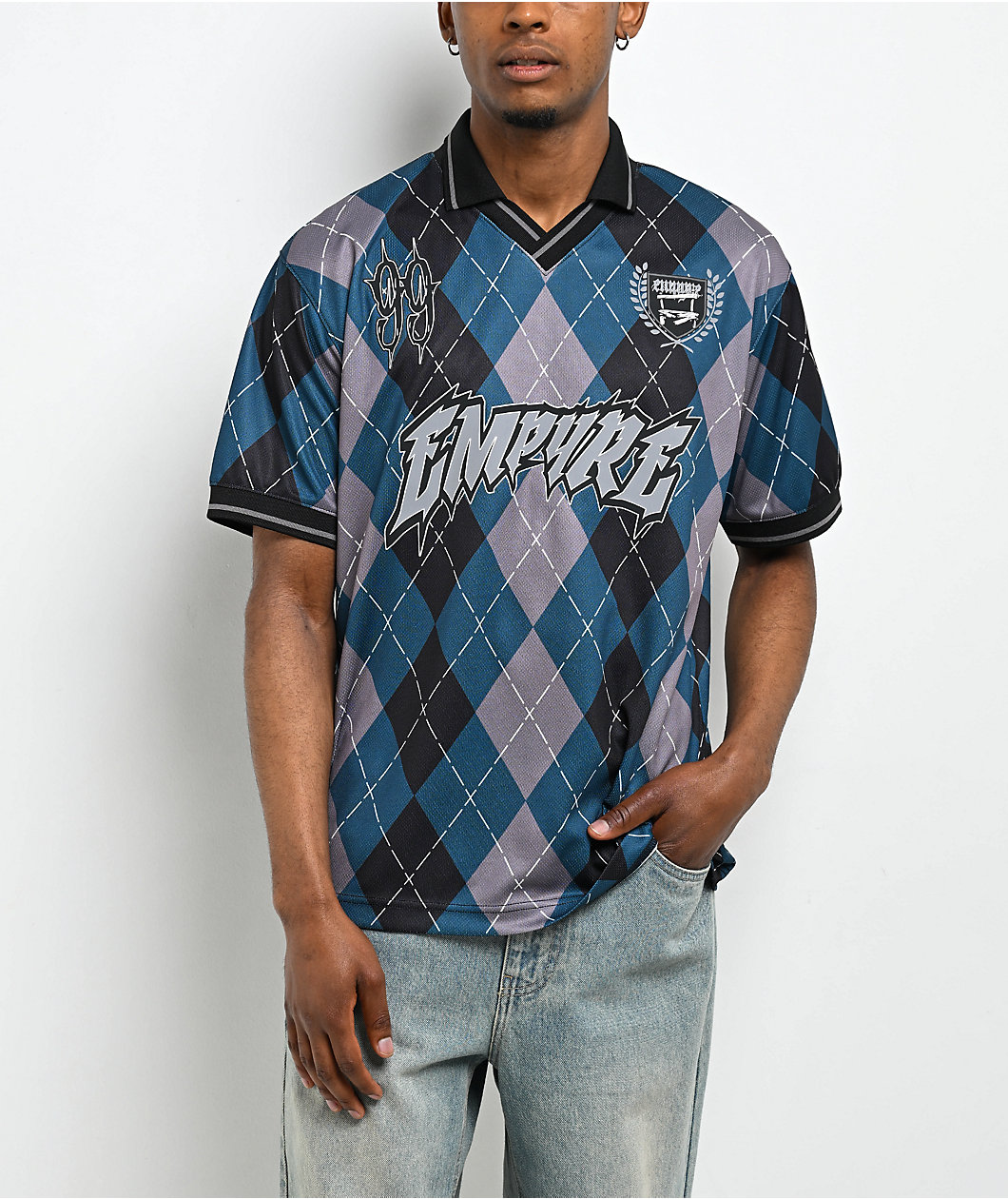 Empyre Swift Blue & Grey Argyle Soccer Jersey