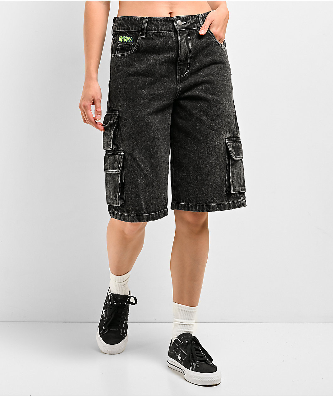 Empyre Sydney Bold Black Wash Cargo Shorts