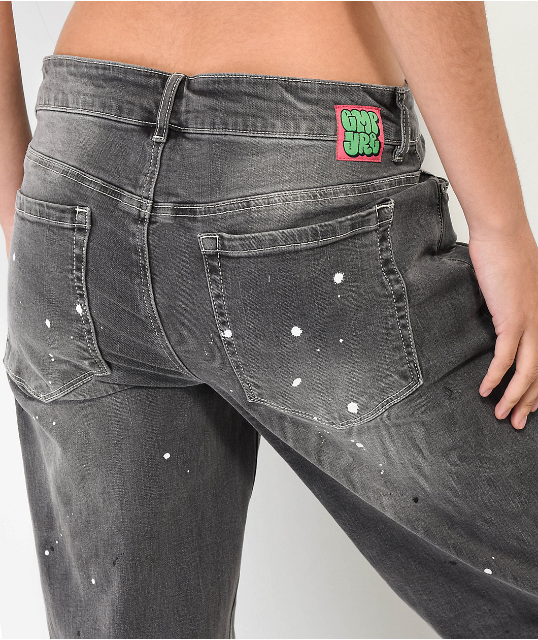 Empyre Tara Splatter Grey Low Rise Denim Skate Jeans