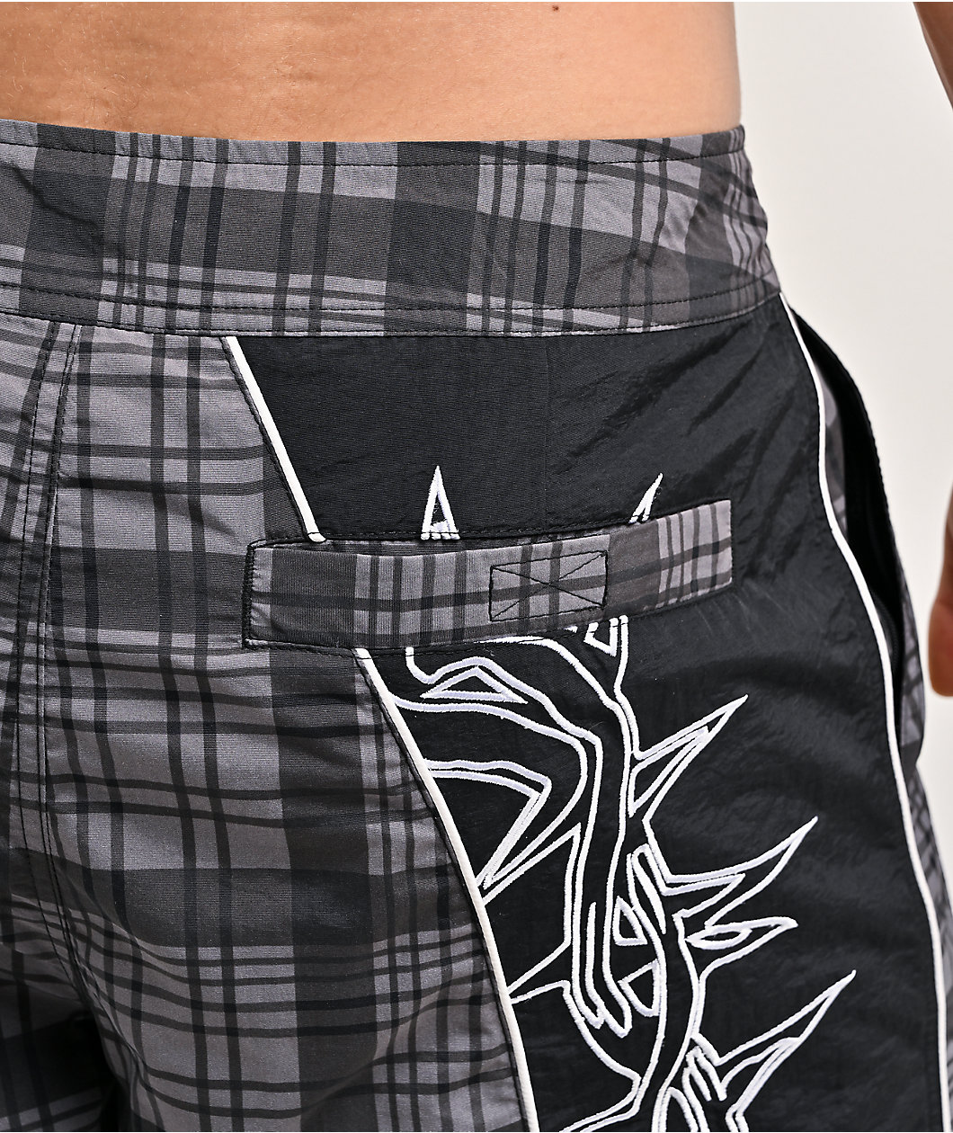 Empyre Thorn Grey Plaid & Black Board Shorts