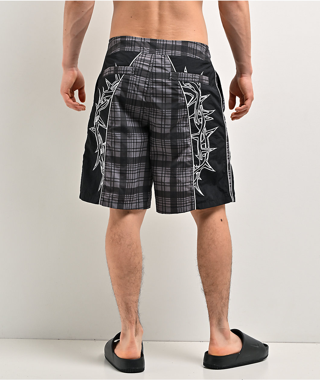 Empyre Thorn Grey Plaid & Black Board Shorts