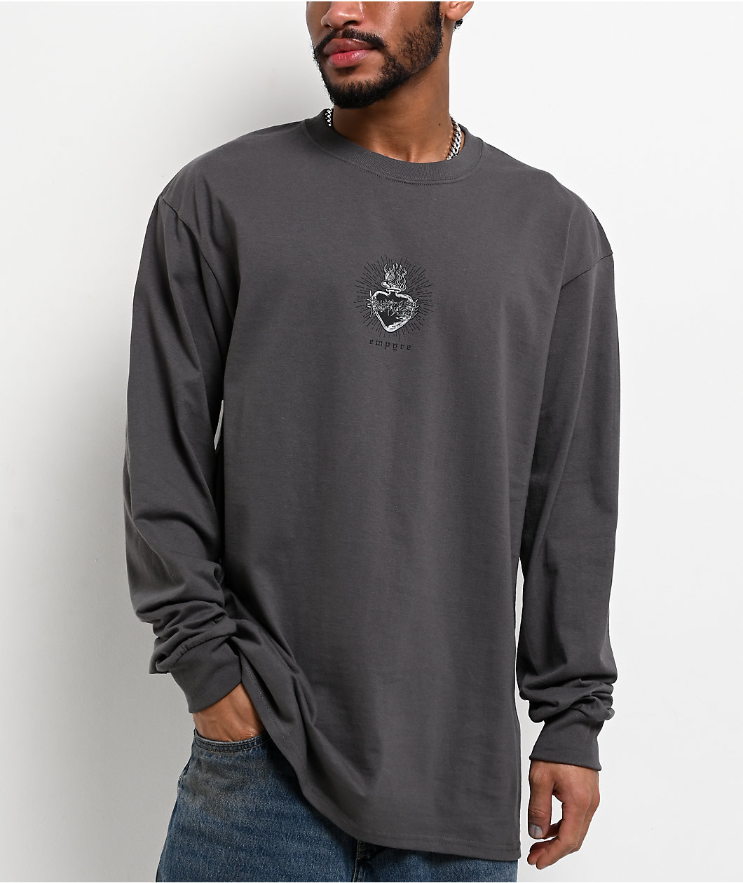 Empyre Thorned Hearts Charcoal Long Sleeve T-Shirt