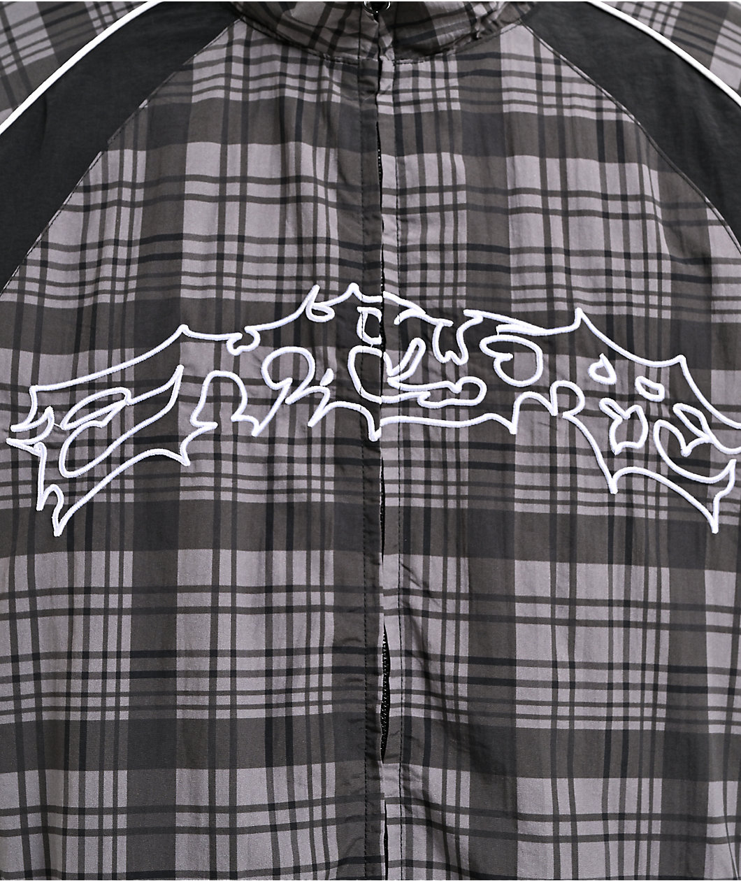 Empyre Thorns Grey Plaid & Black Windbreaker Jacket