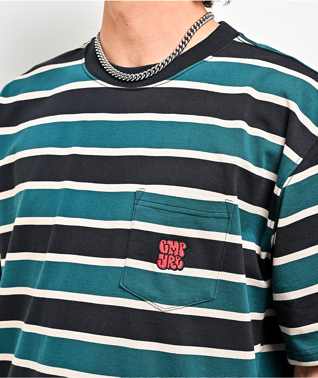 Empyre Tiger Green & Black Stripe Pocket T-Shirt