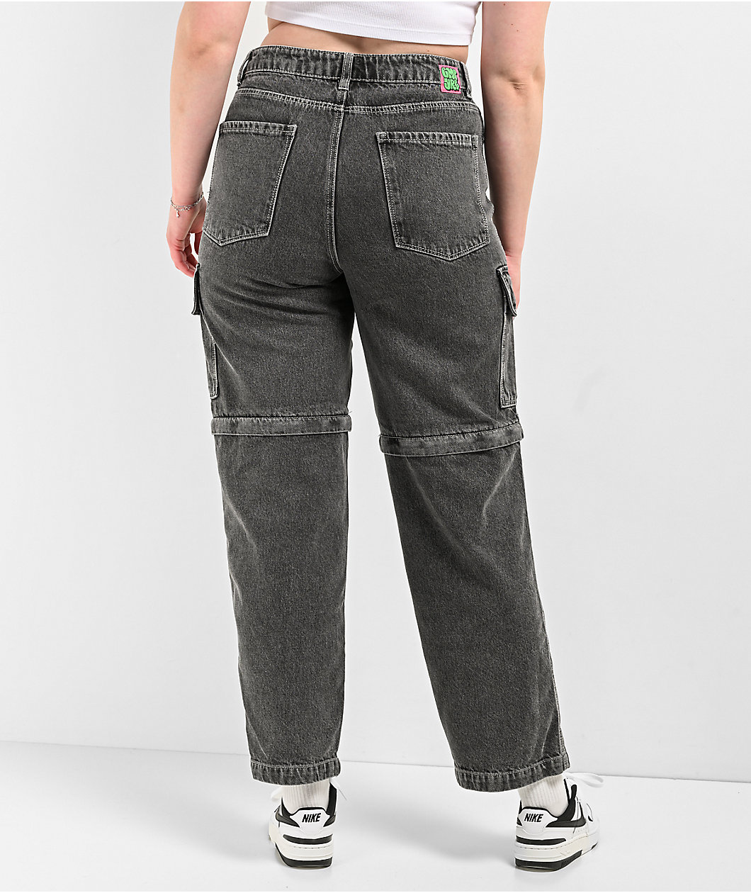 Empyre Tori Charcoal Wash Zip Off Cargo Skate Jeans