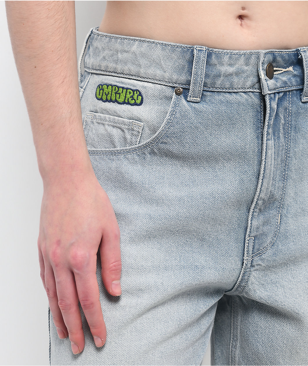 Empyre Tori Glacier Blue Wash Loose Fit Denim Skate Shorts