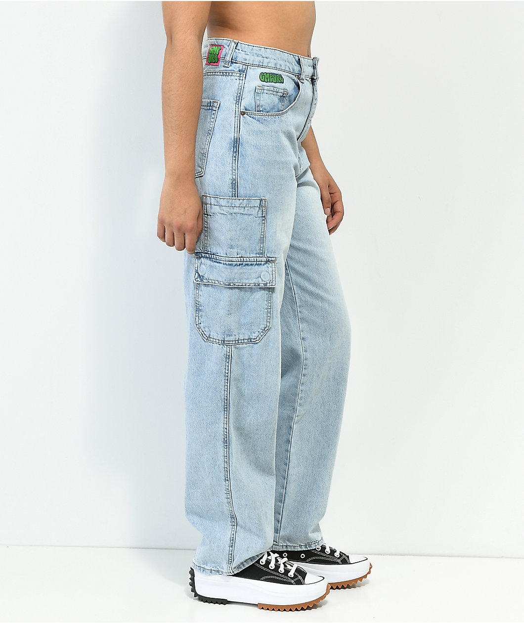 Empyre Tori Light Blue Wash Cargo Skate Jeans