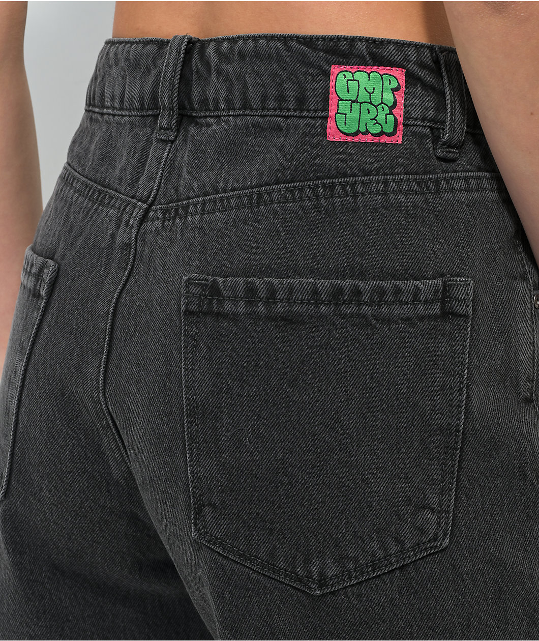 Empyre Tori Loose Fit Black Wash Denim Skate Shorts