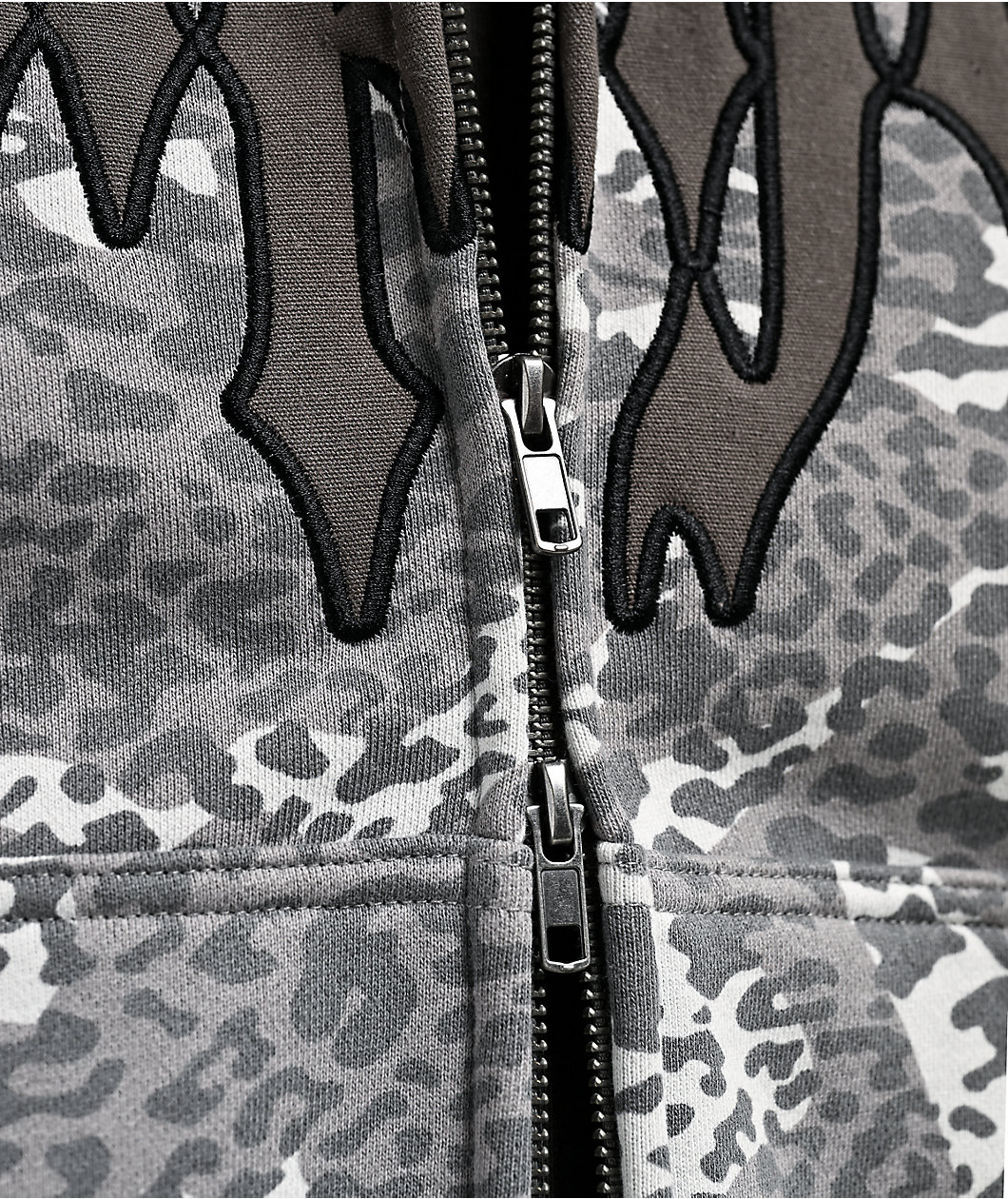Empyre Transplant Grey Cheetah Faux Fur Zip Hoodie