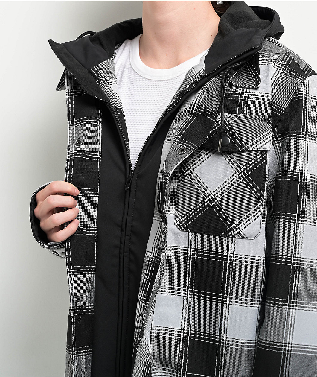 Empyre Traversed Black & Grey Plaid Snowboard Jacket