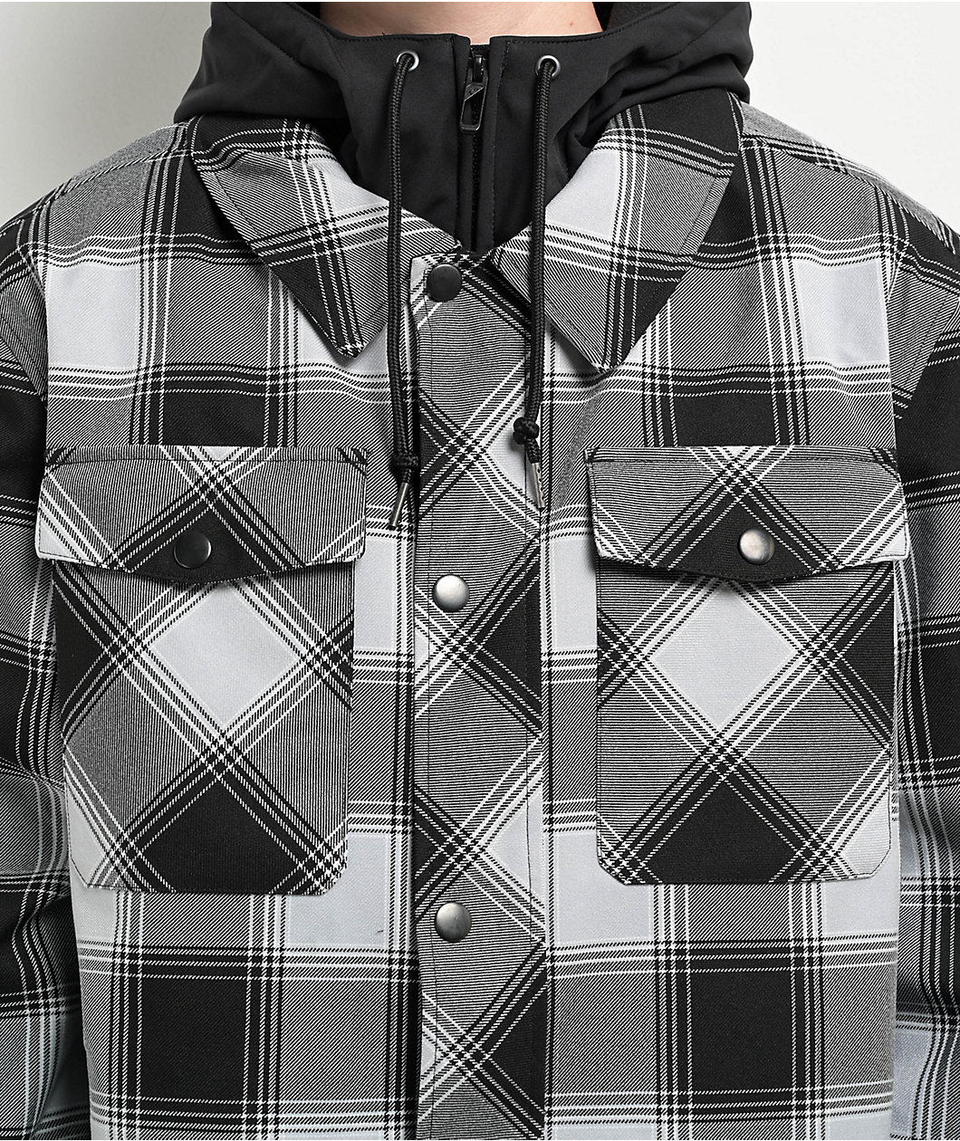 Empyre Traversed Black & Grey Plaid Snowboard Jacket