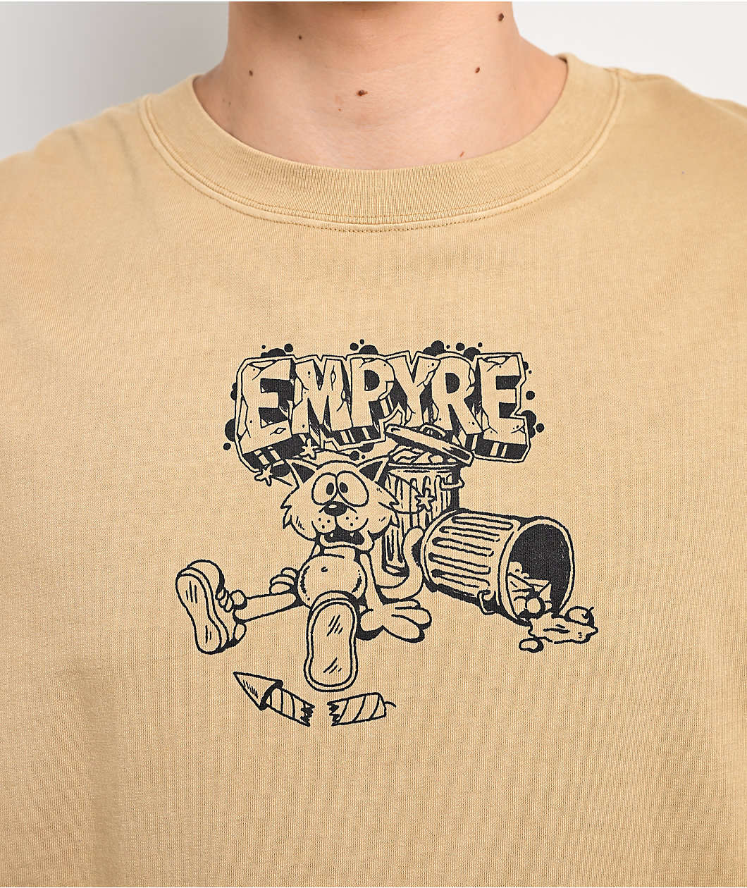 Empyre Trouble Cat Sand Brown Wash T-Shirt