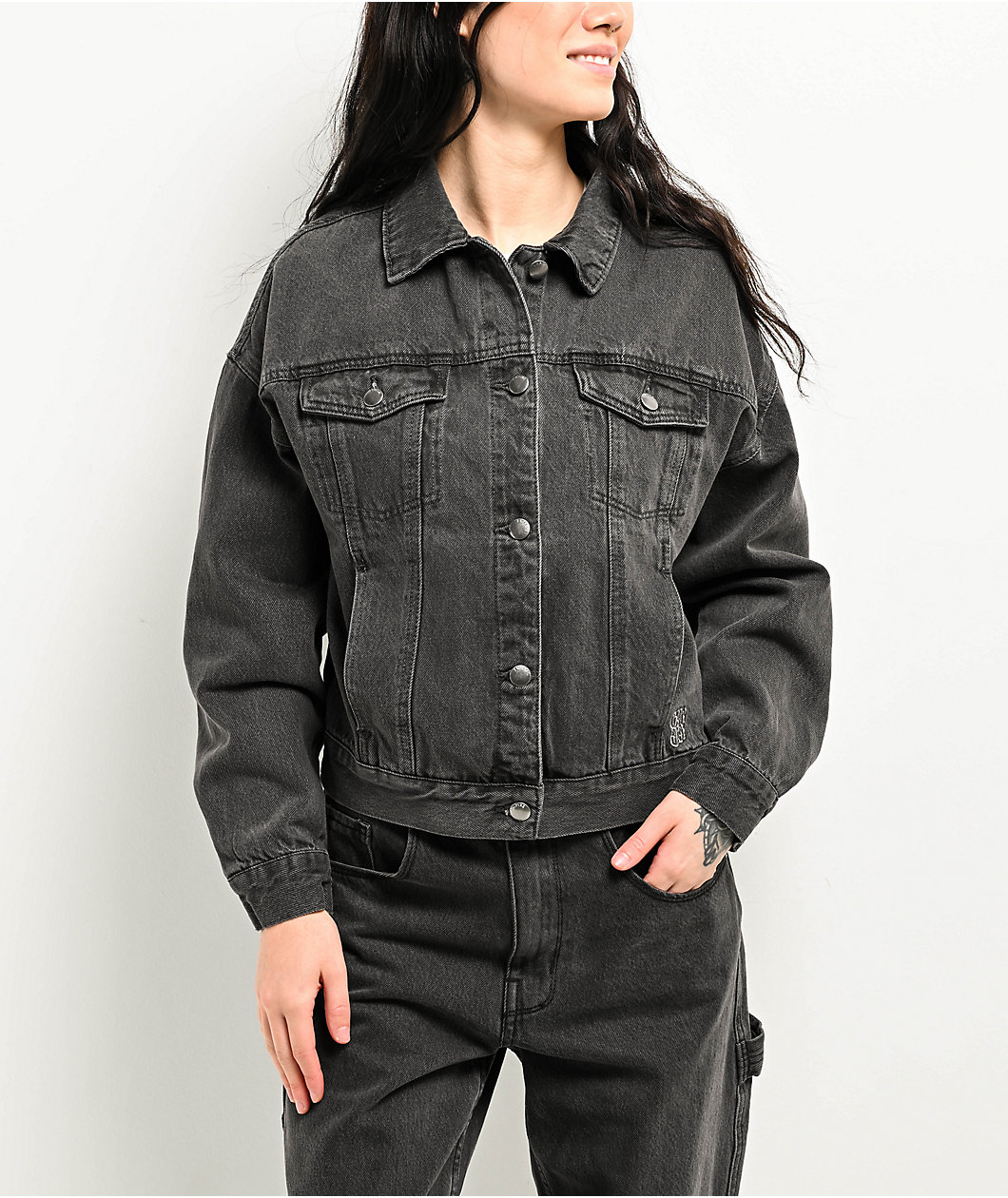 Empyre Trucker Coal Black Button Up Denim Jacket