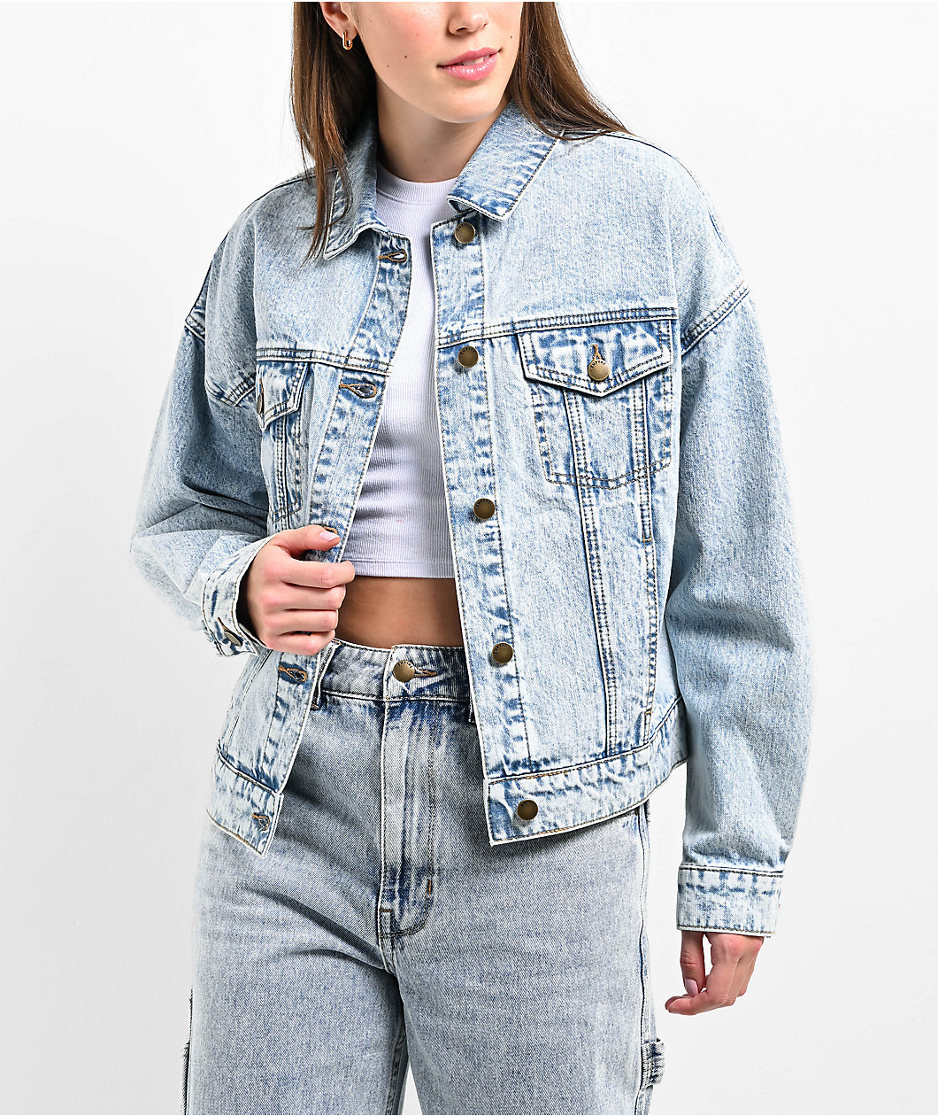 Empyre Trucker Light Blue Wash Button Up Denim Jacket