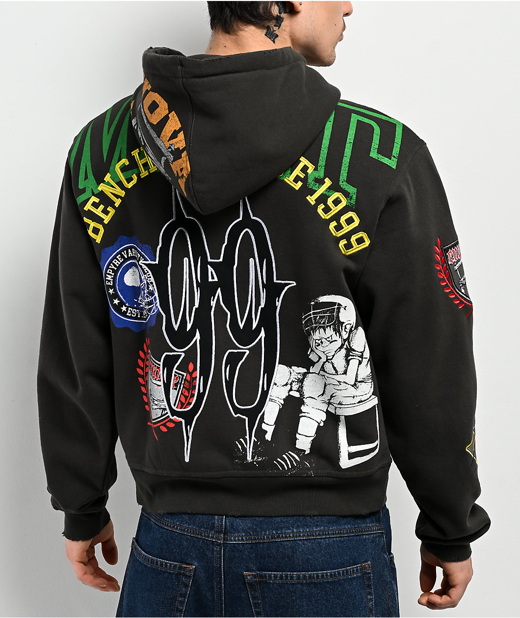 Empyre Tuff Stuff Dark Grey Crop Hoodie