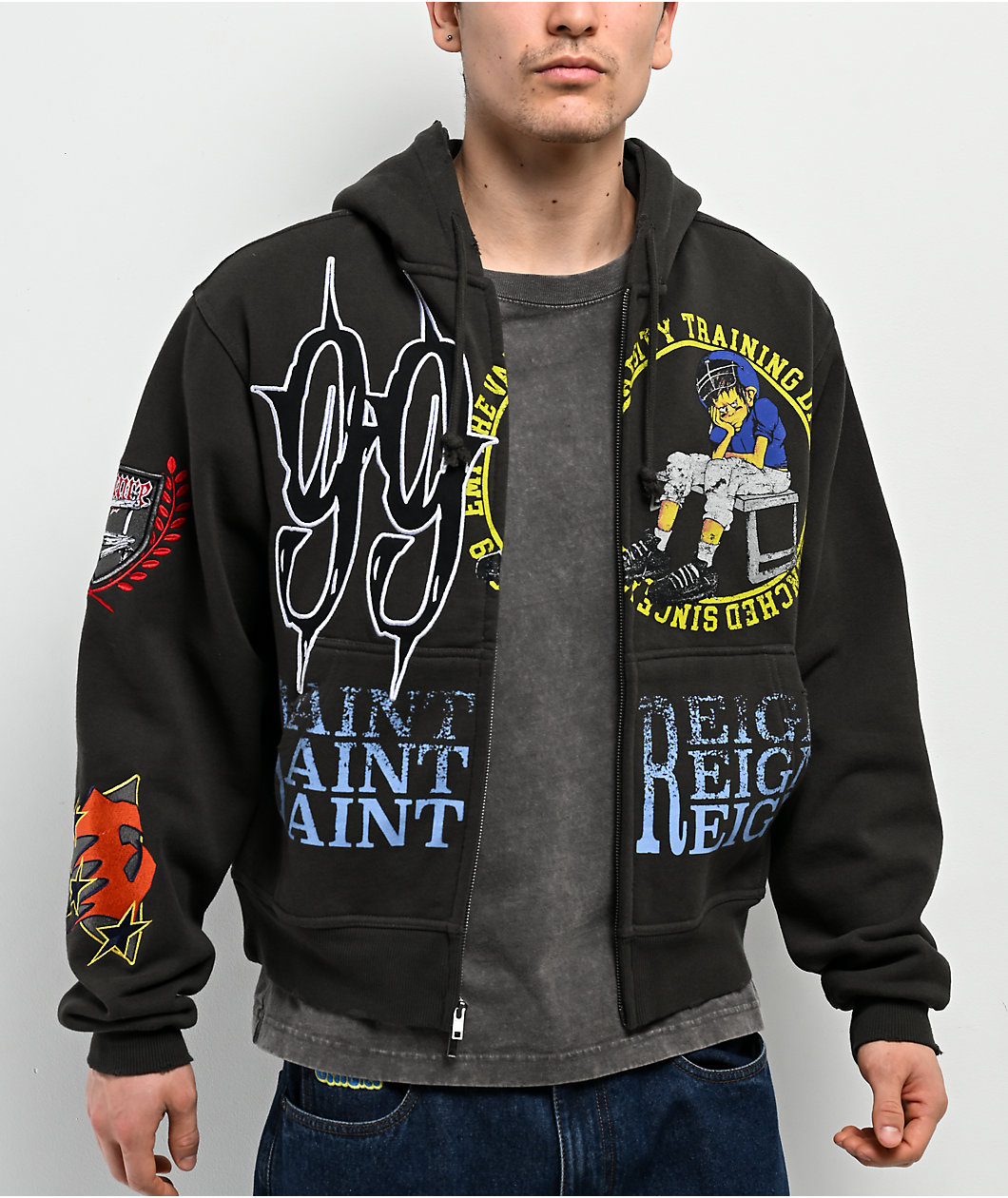 Empyre Tuff Stuff Dark Grey Crop Hoodie