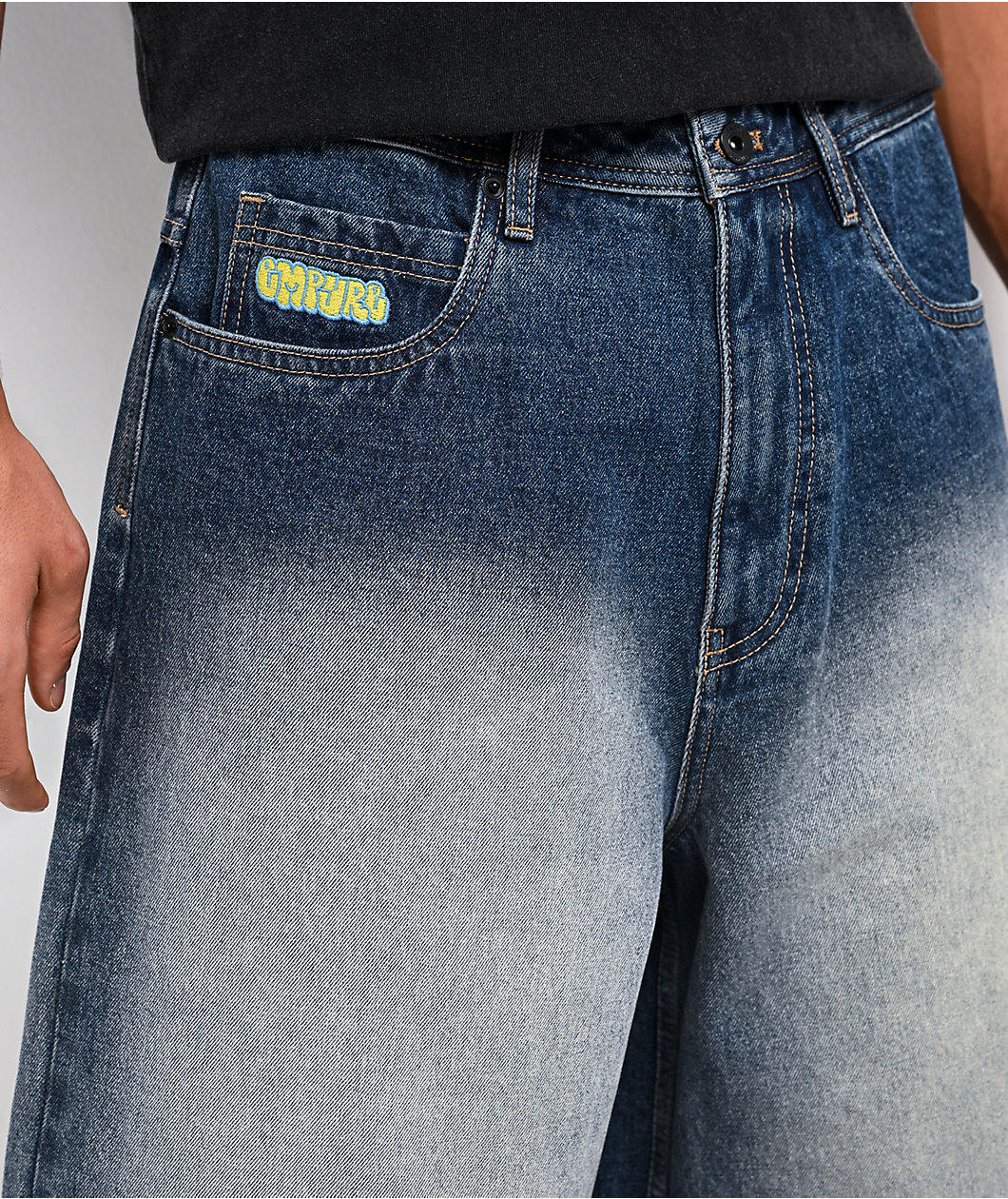 Empyre Ultra Loose Medium Blue Wash Denim Skate Shorts