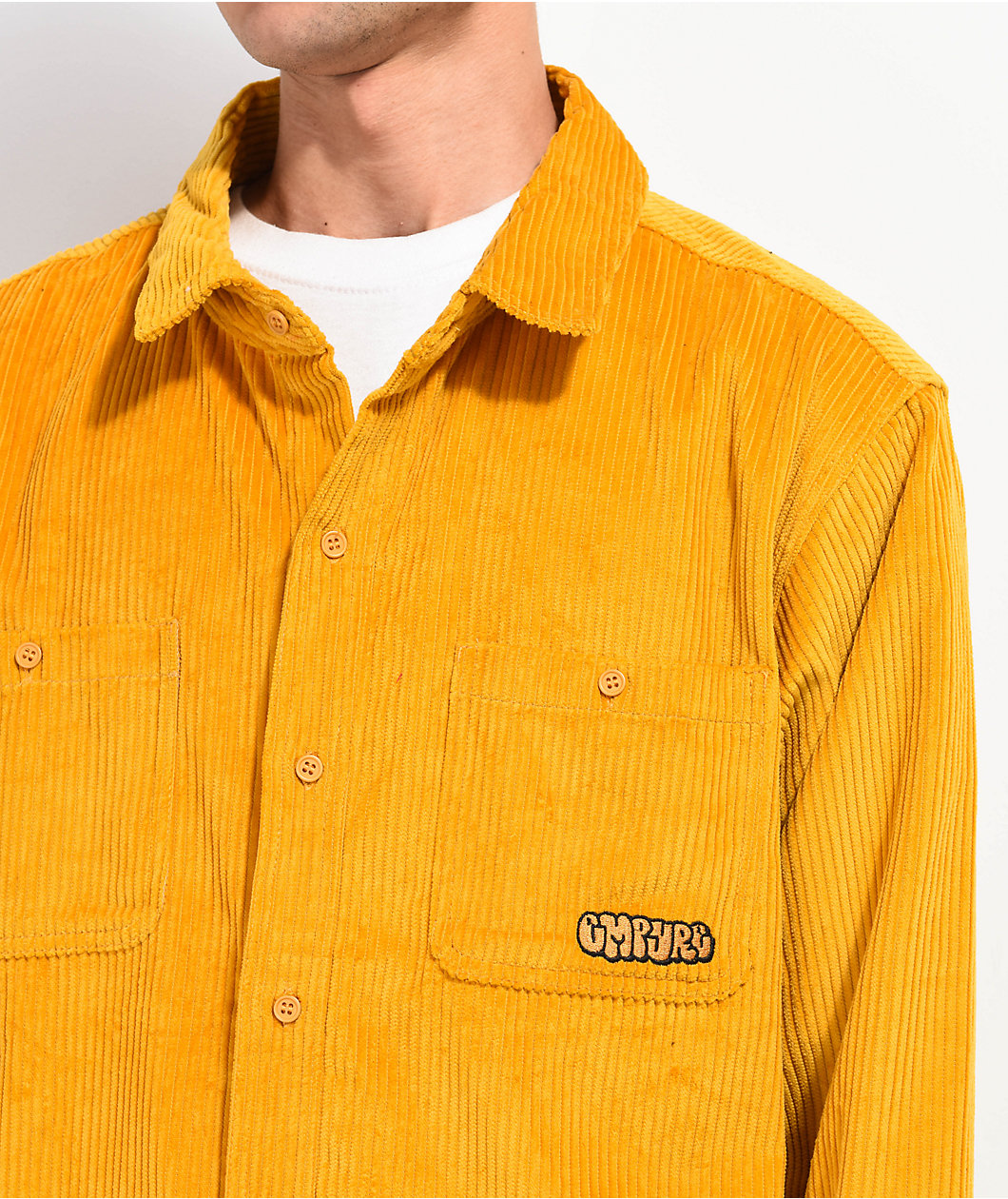 Empyre Wale Gold Corduroy Long Sleeve Button Up Shirt