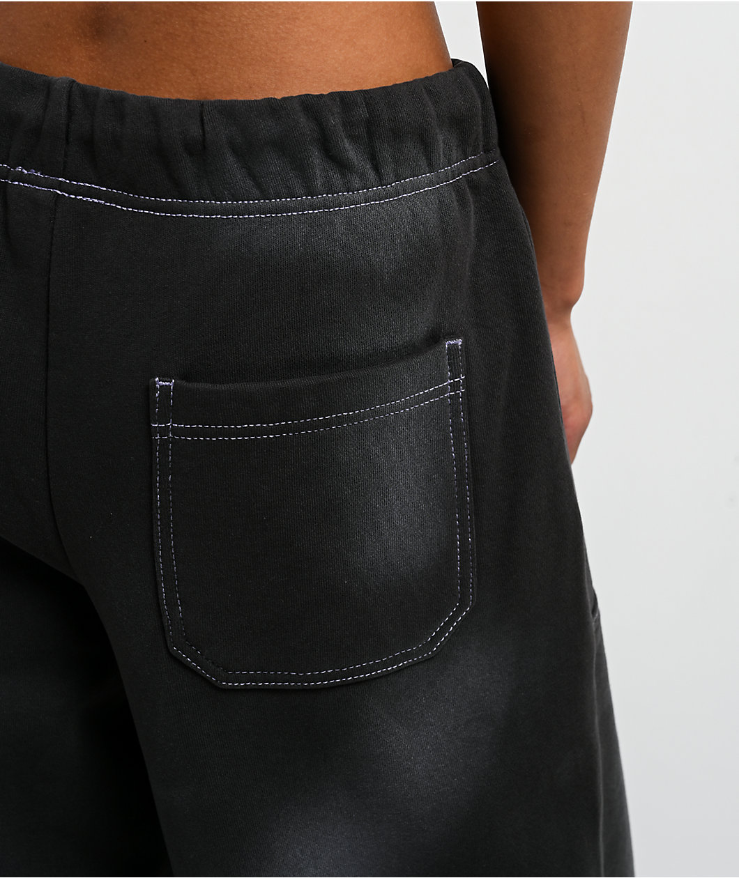 Empyre Whitney Workwear Black Wash Wide Leg Sweatpants