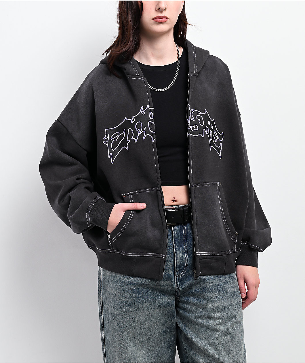 Empyre Willow Workwear Black Zip Hoodie