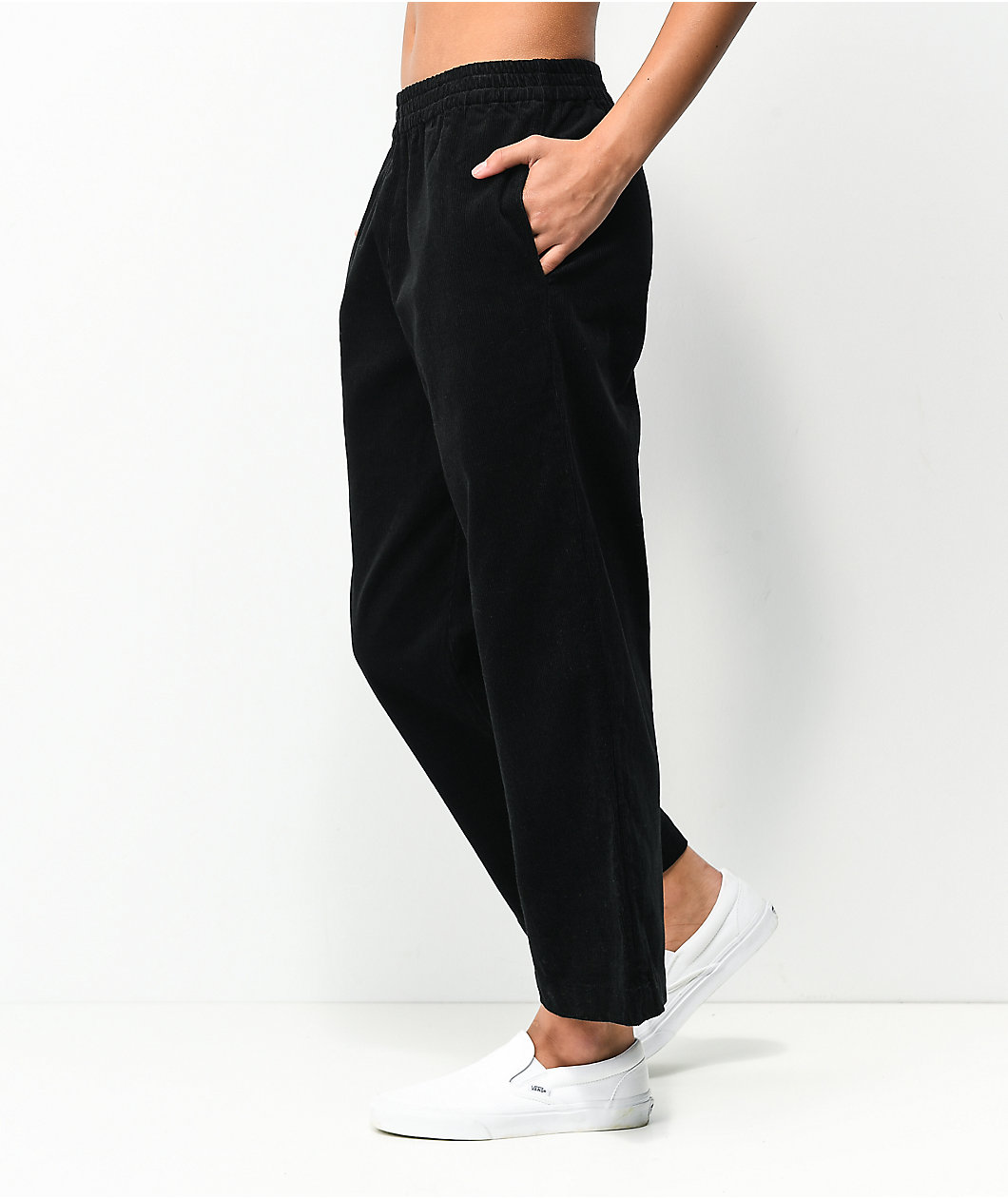 Empyre Zoey Black Elastic Waist Corduroy Pants