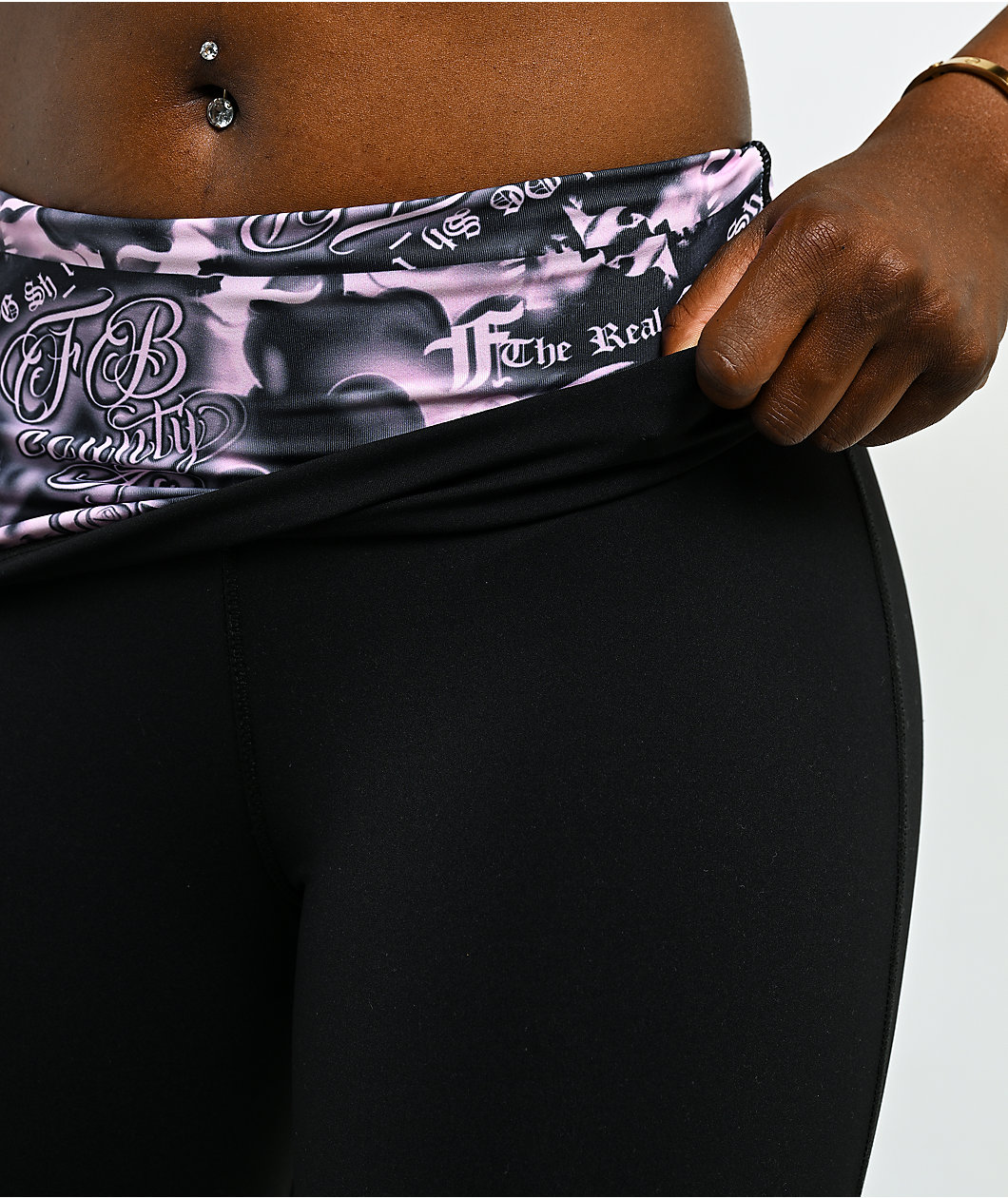 FB County Black Fold Over Flare Leggings