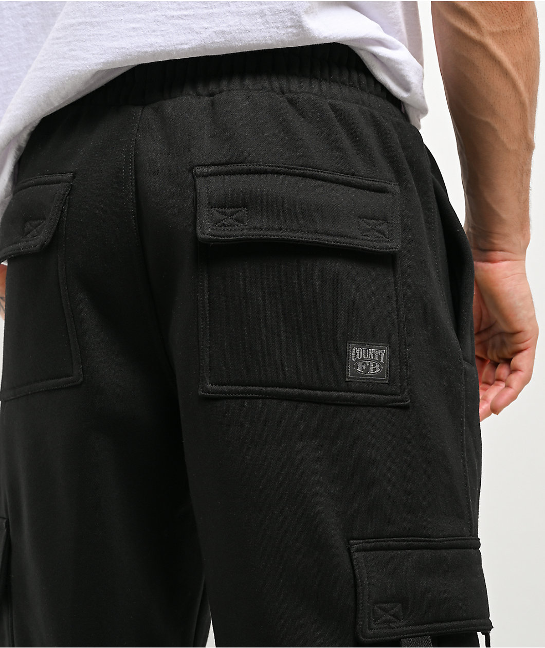 FB County Black Heavyweight Baggy Cargo Sweatpants