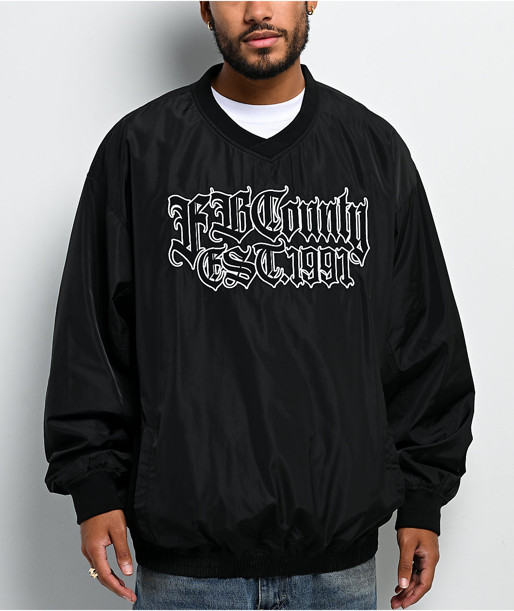FB County Black Pullover Windbreaker