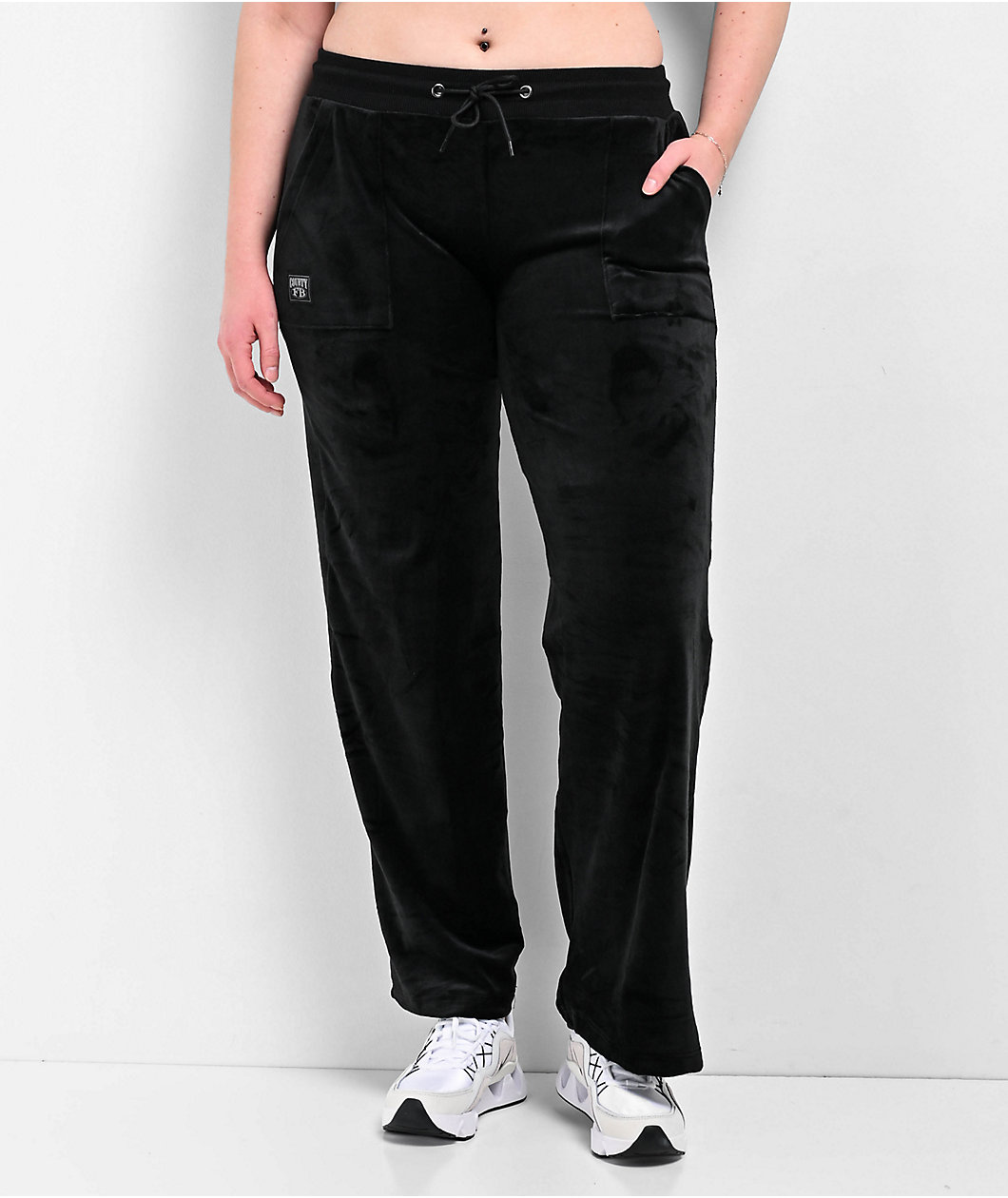 FB County Black Velour Track Pants