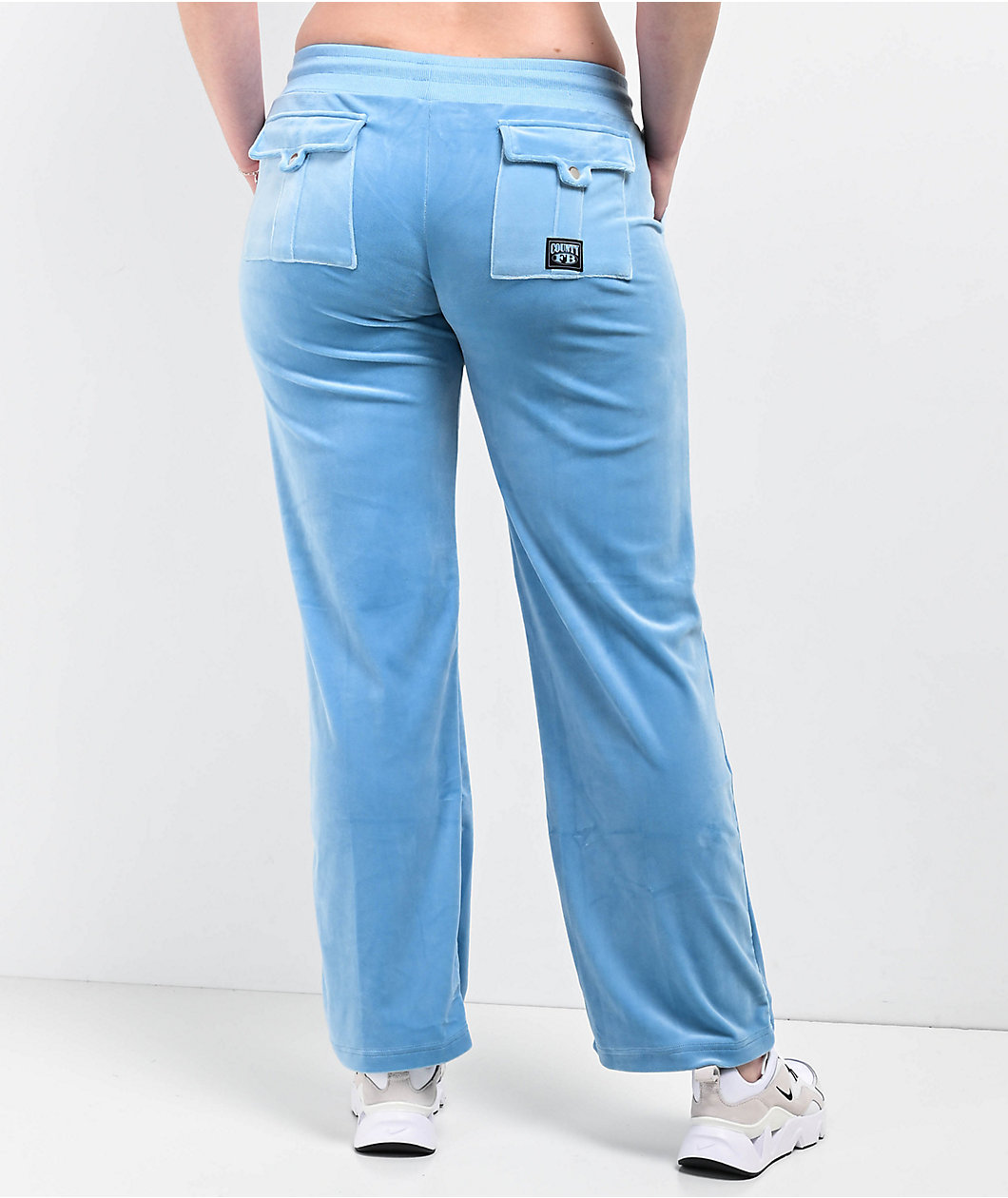 FB County Blue Velour Track Pants