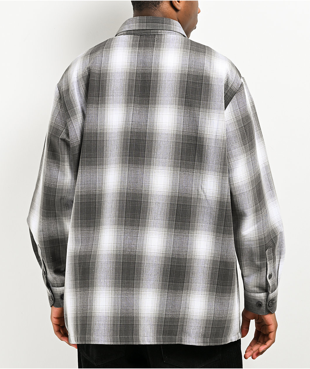 FB County Charcoal & White Checker Zip Long Sleeve Shirt