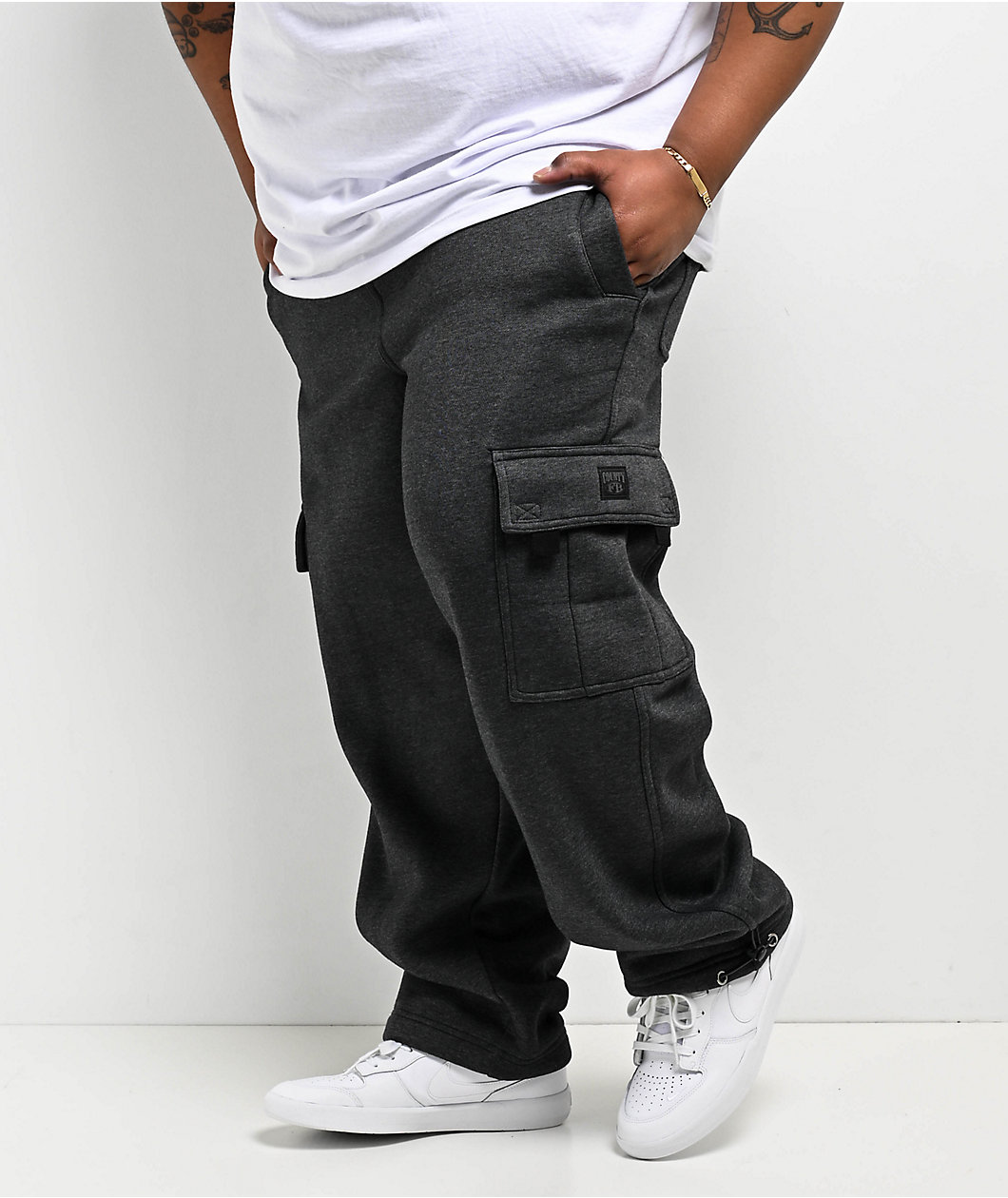 FB County Charcoal Heavyweight Baggy Cargo Sweatpants