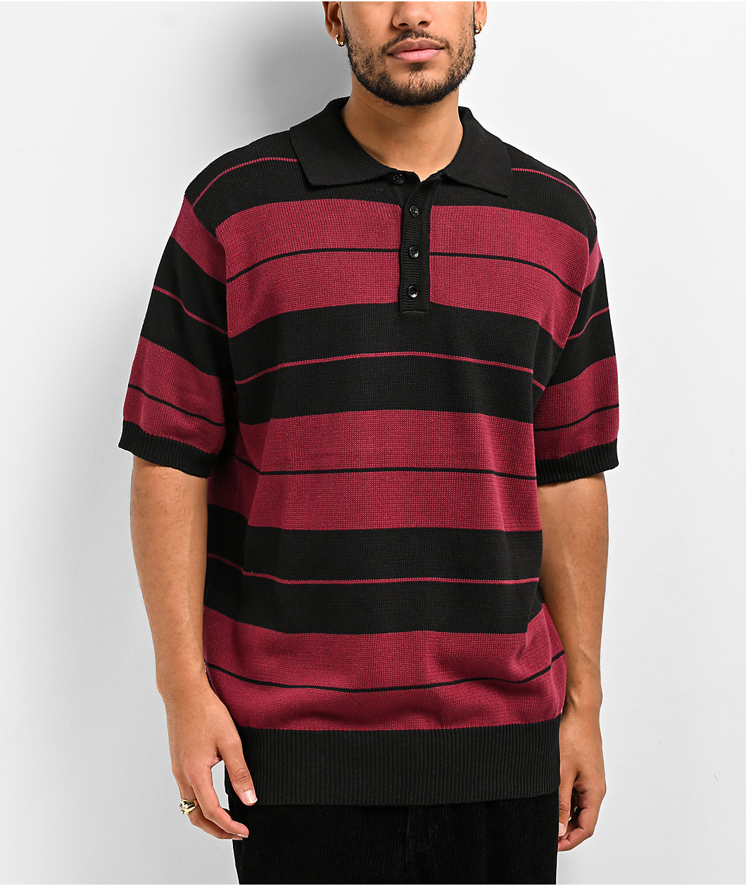 FB County Charlie Brown Black & Burgundy Polo Shirt