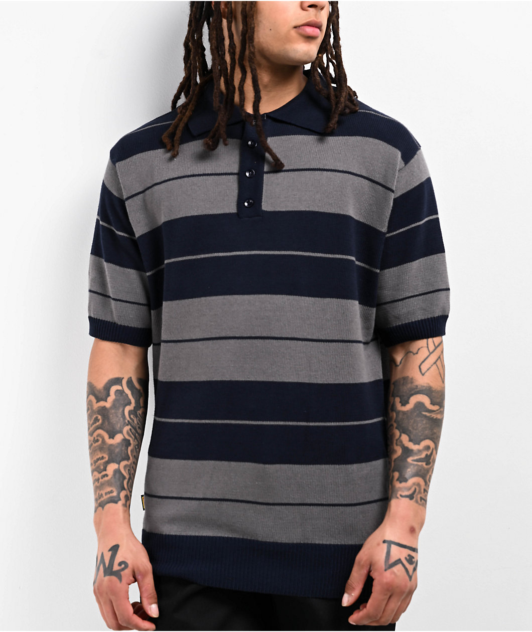 FB County Charlie Brown Navy Blue & Grey Polo Shirt