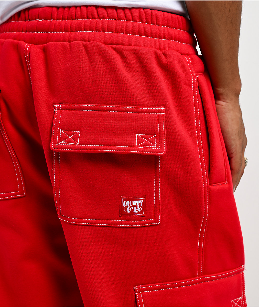 FB County Contrast Red Cargo Sweatpants