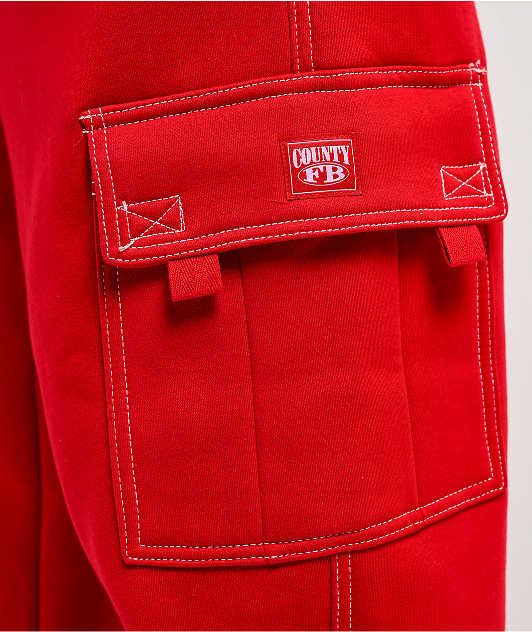 FB County Contrast Red Cargo Sweatpants