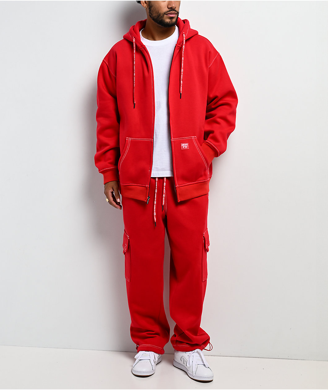 FB County Contrast Red Cargo Sweatpants