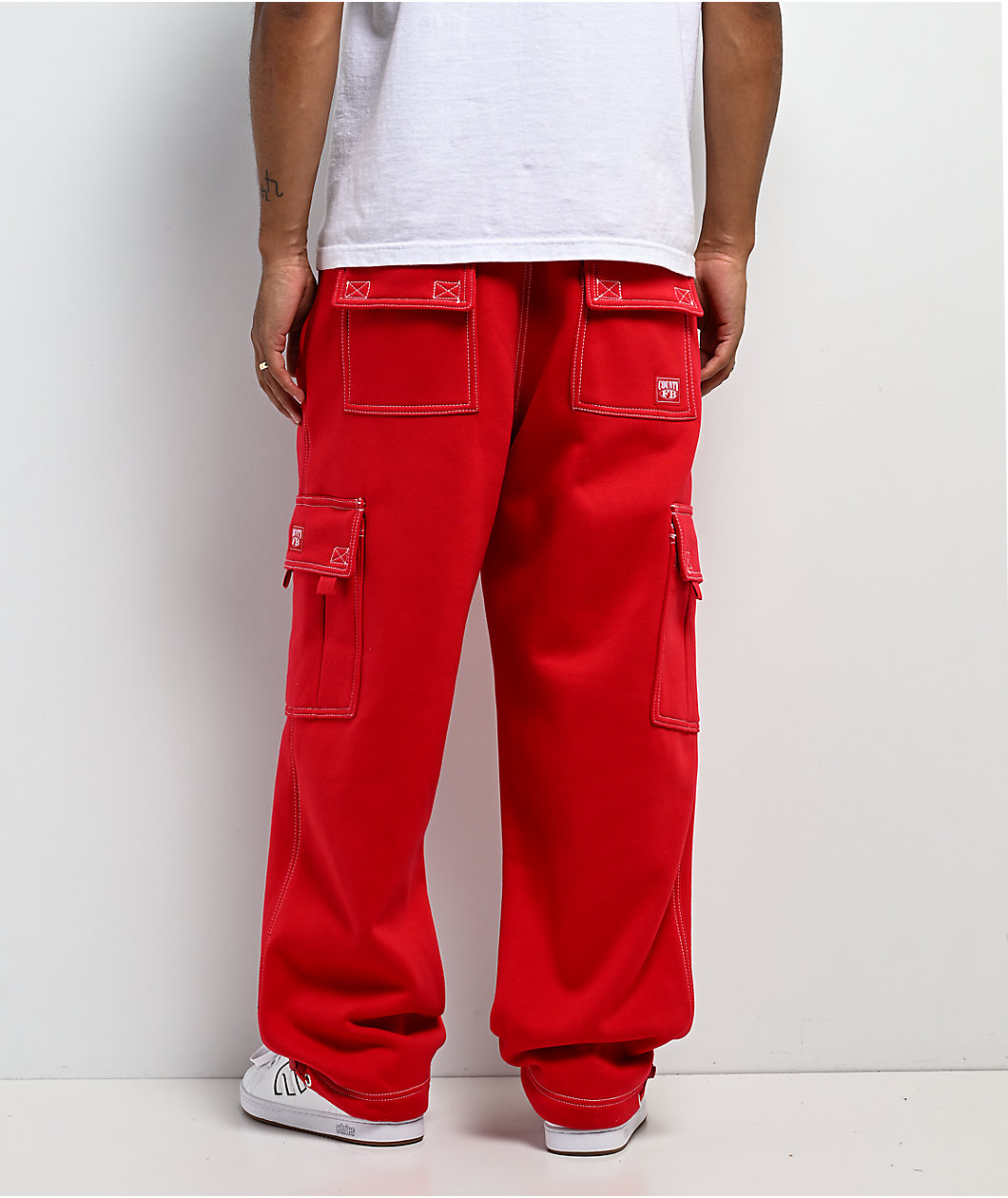 FB County Contrast Red Cargo Sweatpants