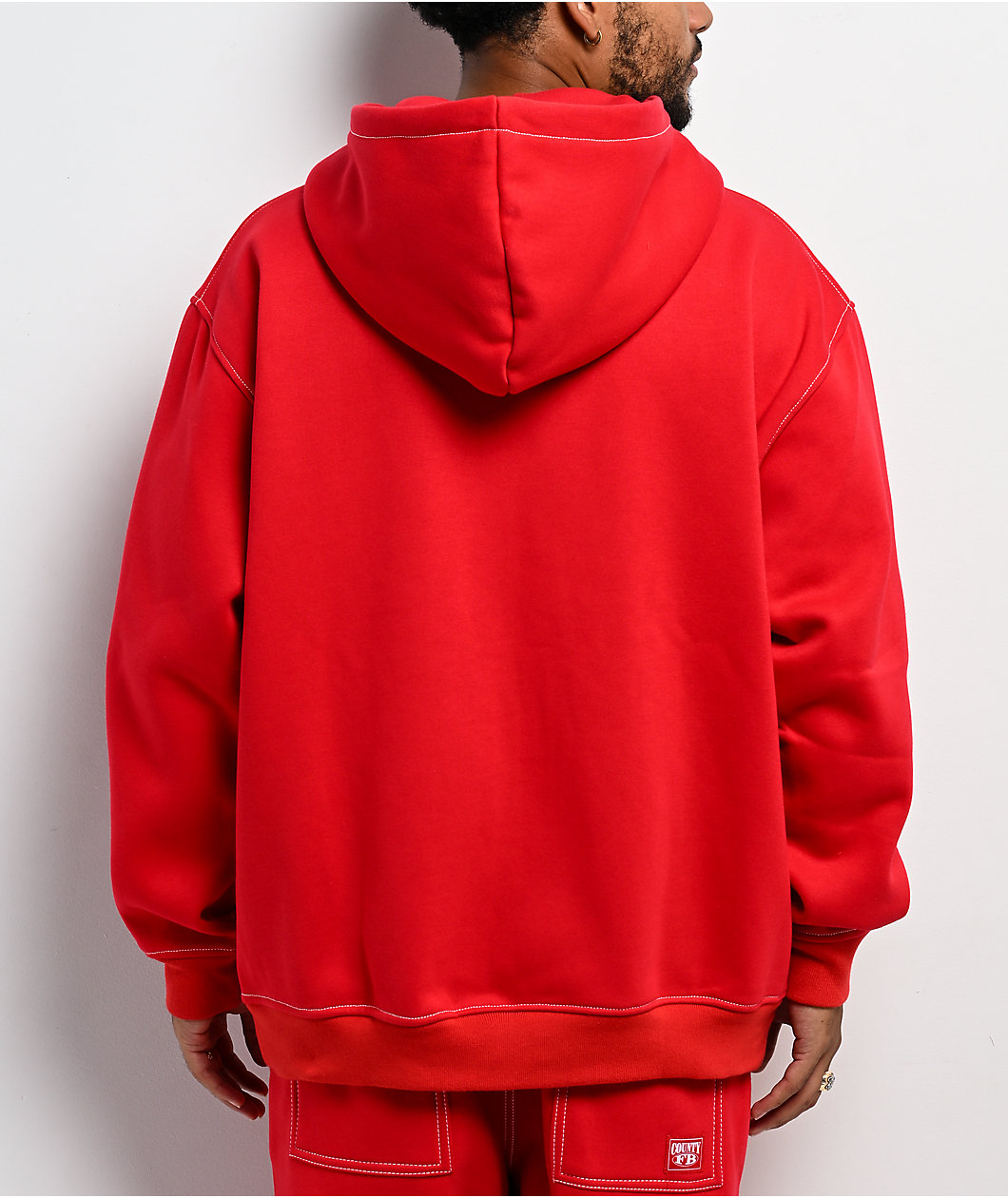 FB County Contrast Red Zip Hoodie