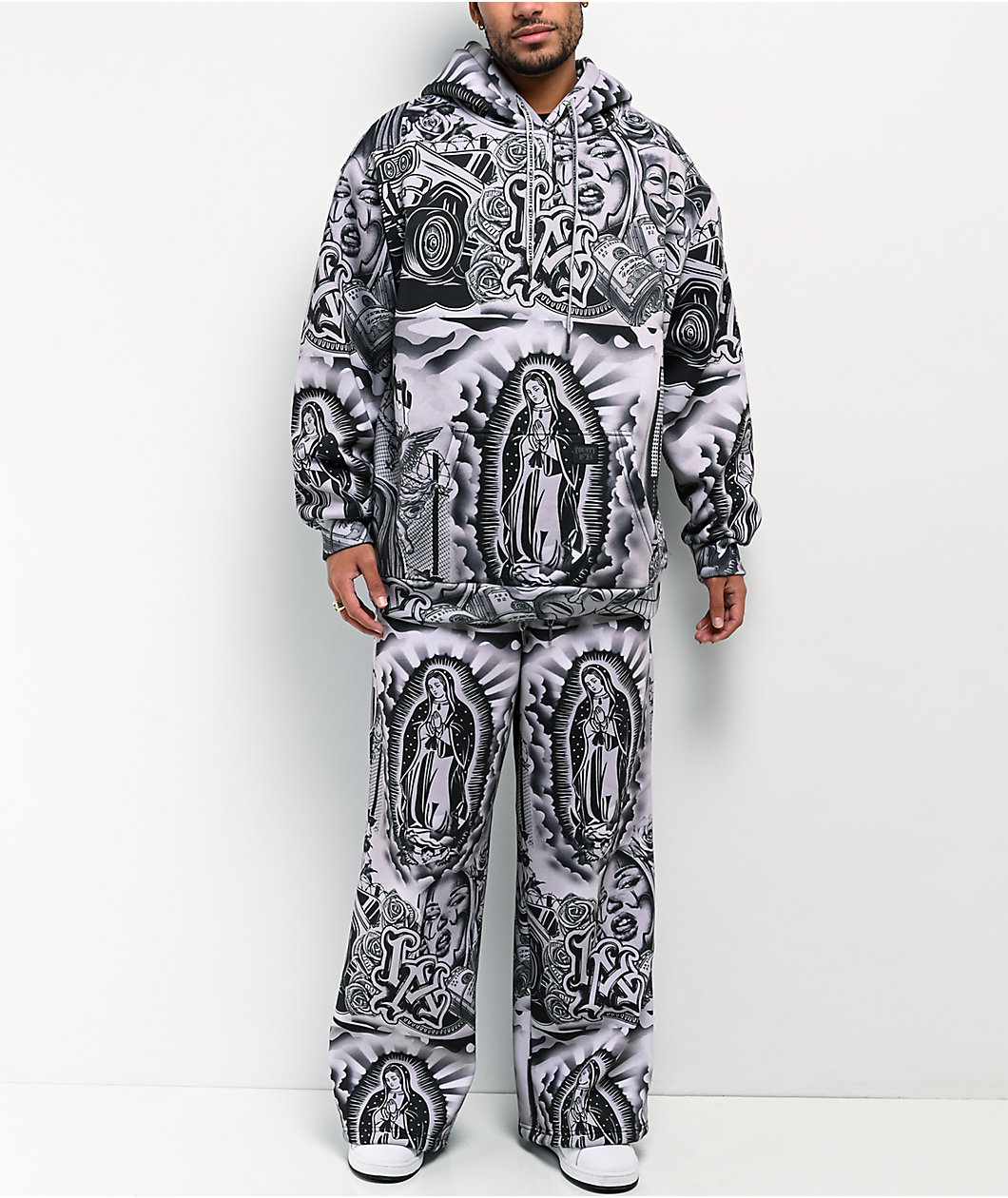 FB County Graffiti Grey Heavyweight Baggy Sweatpants