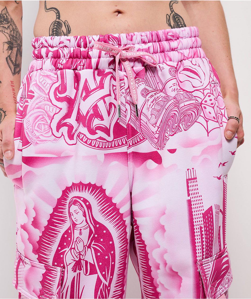 FB County Graffiti Pink Cargo Sweatpants