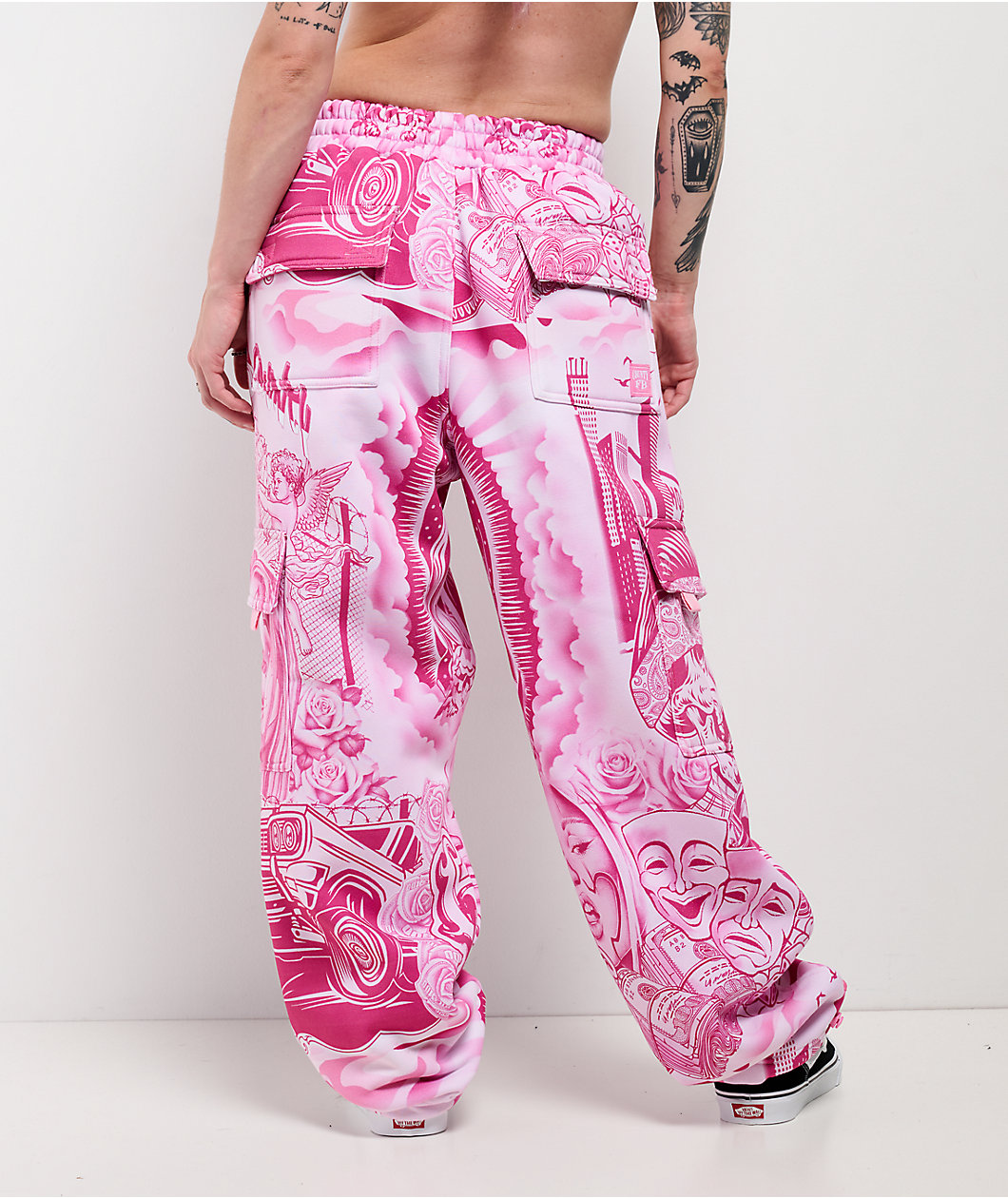 FB County Graffiti Pink Cargo Sweatpants