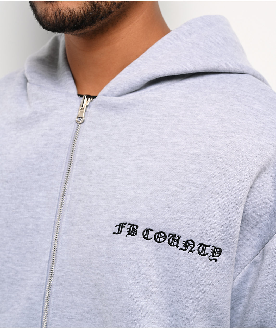 FB County Grey Plaid Reversible Zip Hoodie