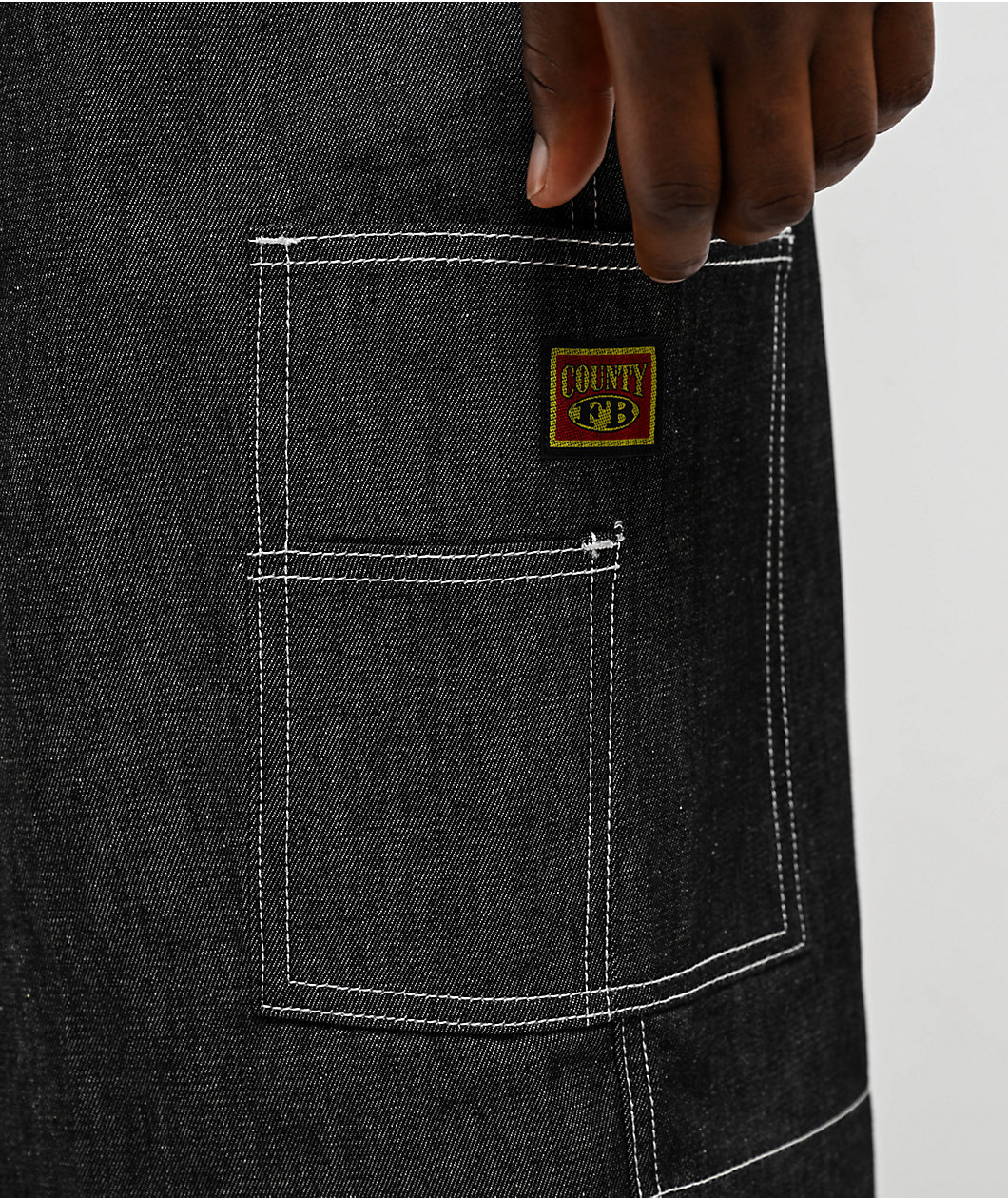 FB County Hard Denim Black Utility Shorts