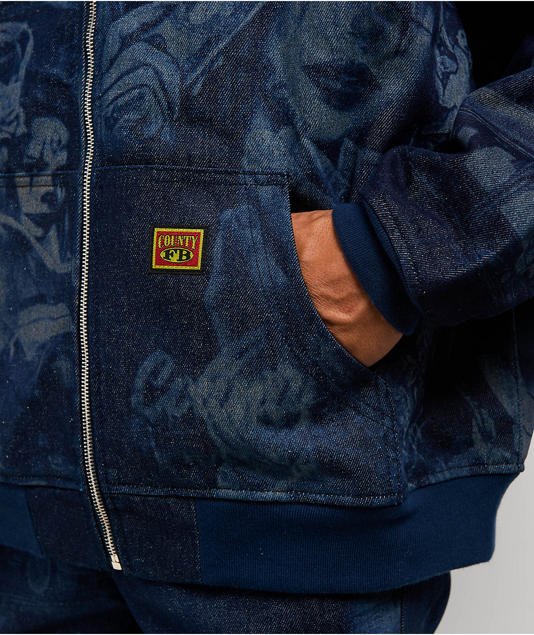 FB County Hard Denim Navy Zip Jacket