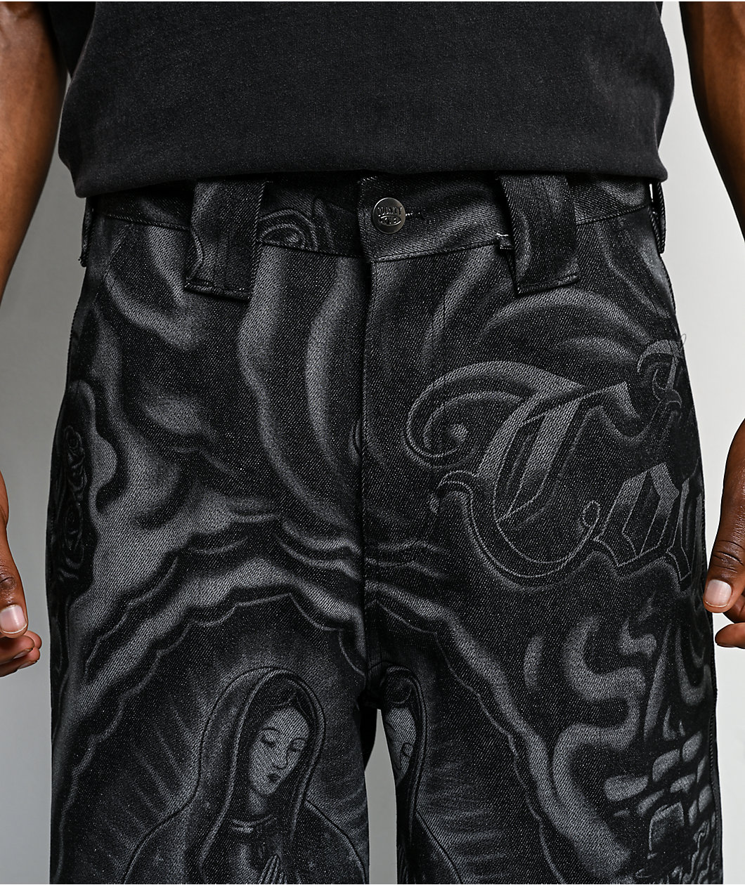 FB County Inked Up Black Baggy Denim Jeans