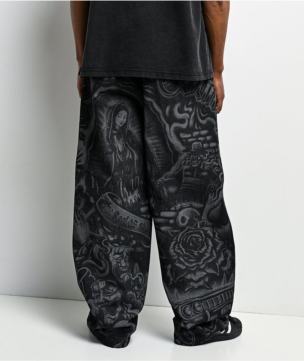 FB County Inked Up Black Baggy Denim Jeans