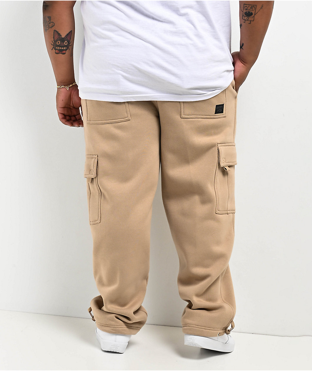 FB County Khaki Heavyweight Baggy Cargo Sweatpants